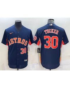 Men's Houston Astros #30 Kyle Tucker Navy With Patch Cool Base Stitched Jersey (Navy)