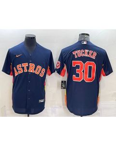 Men's Houston Astros #30 Kyle Tucker Navy With Patch Cool Base Stitched Jersey