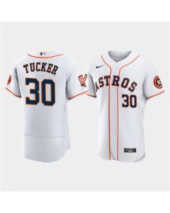 Men's Houston Astros #30 Kyle Tucker White 60th Anniversary Flex Base Stitched Baseball Jersey