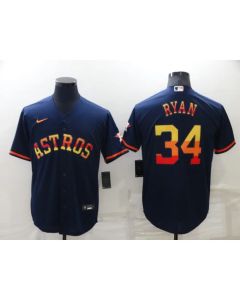 Men's Houston Astros #34 Nolan Ryan 2022 Navy Cool Base Stitched Jersey (Navy)