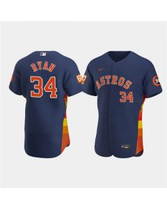 Men's Houston Astros #34 Nolan Ryan Navy 60th Anniversary Flex Base Stitched Baseball Jersey