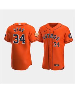 Men's Houston Astros #34 Nolan Ryan Orange 60th Anniversary Flex Base Stitched Baseball Jersey