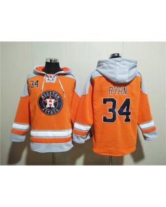 Men's Houston Astros #34 Nolan Ryan Orange Ageless Must-Have Lace-Up Pullover Hoodie