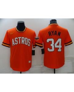 Men's Houston Astros #34 Nolan Ryan Orange Cool Base Stitched Jersey