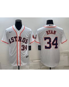 Men's Houston Astros #34 Nolan Ryan White With Patch Cool Base Stitched Jersey