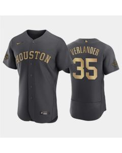 Men's Houston Astros #35 Justin Verlander 2022 All-Star Charcoal Flex Base Stitched Baseball Jersey