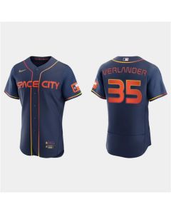 Men's Houston Astros #35 Justin Verlander 2022 Navy City Connect Flex Base Stitched Baseball Jersey