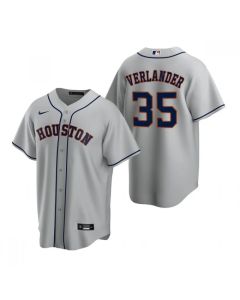 Men's Houston Astros #35 Justin Verlander Gray Cool Base Stitched Jersey