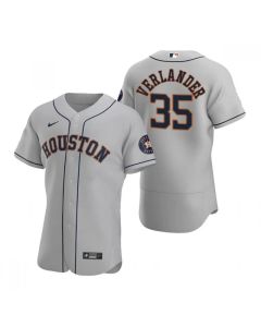 Men's Houston Astros #35 Justin Verlander Gray Flex Base Stitched Jersey