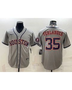 Men's Houston Astros #35 Justin Verlander Gray With Patch Cool Base Stitched Jersey (Gray)