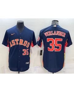 Men's Houston Astros #35 Justin Verlander Navy With Patch Cool Base Stitched Jersey