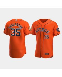 Men's Houston Astros #35 Justin Verlander Orange 60th Anniversary Flex Base Stitched Baseball Jersey