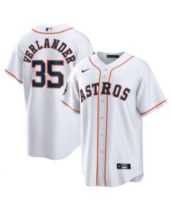 Men's Houston Astros #35 Justin Verlander White 2022 World Series Home Stitched Baseball Jersey