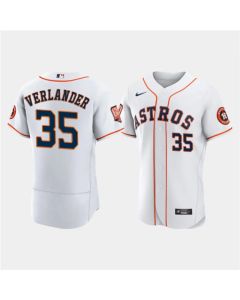 Men's Houston Astros #35 Justin Verlander White 60th Anniversary Flex Base Stitched Baseball Jersey