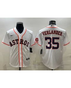 Men's Houston Astros #35 Justin Verlander White With Patch Cool Base Stitched Jersey