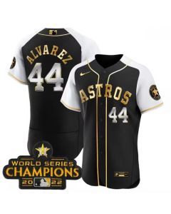 Men's Houston Astros #44 Yordan Alvarez 2023 Black Gold Alternate Flex Base Stitched Baseball Jersey