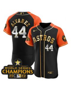 Men's Houston Astros #44 Yordan Alvarez 2023 Black Gold V2 Alternate Flex Base Stitched Baseball Jersey