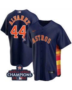 Men's Houston Astros #44 Yordan Alvarez Navy 2022 World Series Champions Stitched Baseball Jersey