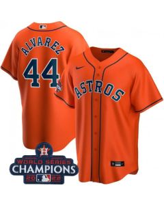 Men's Houston Astros #44 Yordan Alvarez Orange 2022 World Series Champions Stitched Baseball Jersey