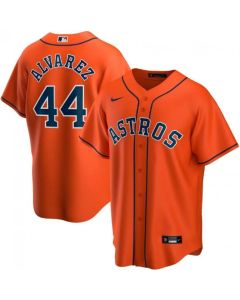 Men's Houston Astros #44 Yordan Alvarez Orange Cool Base Stitched Jersey