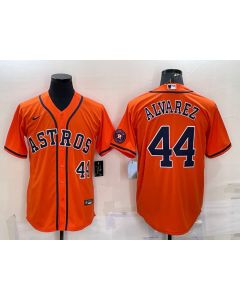 Men's Houston Astros #44 Yordan Alvarez Orange With Patch Cool Base Stitched Jersey (Orange)