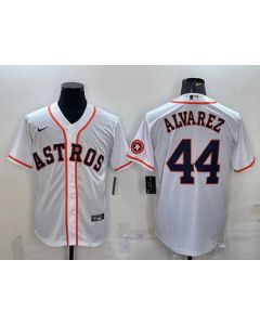 Men's Houston Astros #44 Yordan Alvarez White With Patch Cool Base Stitched Jersey (White)