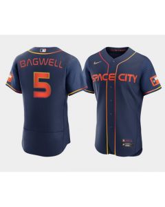Men's Houston Astros #5 Jeff Bagwell 2022 Navy City Connect Flex Base Stitched Baseball Jersey