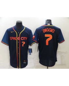 Men's Houston Astros #7 Craig Biggio 2022 Navy City Connect Flex Base Stitched Baseball Jersey (Navy)