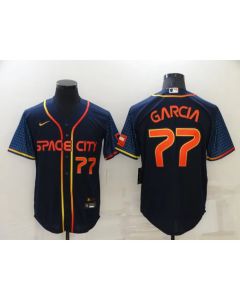 Men's Houston Astros #77 Luis Garcia 2022 Navy City Connect Cool Base Stitched Jersey