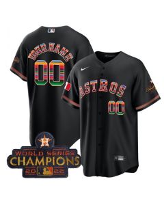 Men's Houston Astros ACTIVE Player Custom Black Mexico With World Series Champions Patch Cool Base Stitched Baseball Jersey