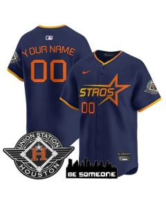Men's Houston Astros Active Player Custom Navy 2025 City Connect Limited Stitched Baseball Jersey (Navy)