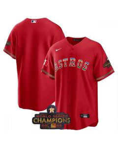 Men's Houston Astros ACTIVE Player Custom Red Mexico With World Series Champions Patch Cool Base Stitched Baseball Jersey