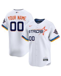 Men's Houston Astros Active Player Custom White 2025 City Connect Limited Stitched Baseball Jersey (White)