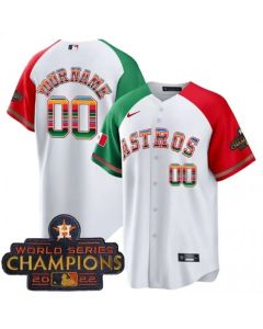 Men's Houston Astros ACTIVE Player Custom White Mexico With World Series Champions Patch Cool Base Stitched Baseball Jersey