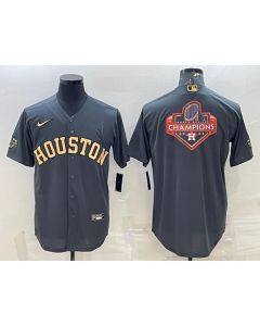 Men's Houston Astros All-Star Charcoal 2022 World Series Champions Team Big Logo Cool Base Stitched Jersey