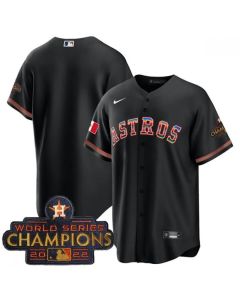 Men's Houston Astros Blank Black Mexico With World Series Champions Patch Cool Base Stitched Baseball Jersey