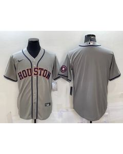 Men's Houston Astros Blank Grey With Patch Cool Base Stitched Jersey