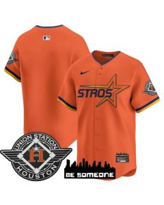 Men's Houston Astros Blank Orange 2025 City Connect Limited Stitched Baseball Jersey