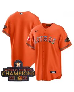 Men's Houston Astros Blank Orange Mexico With World Series Champions Patch Cool Base Stitched Baseball Jersey