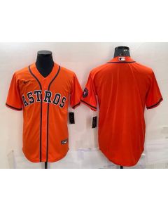 Men's Houston Astros Blank Orange With Patch Cool Base Stitched Jersey
