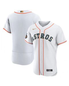 Men's Houston Astros Blank White 2023 Gold Collection With World Series Champions Patch Stitched Baseball Jersey