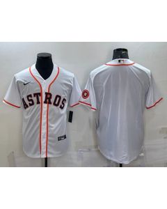 Men's Houston Astros Blank White With Patch Cool Base Stitched Jersey