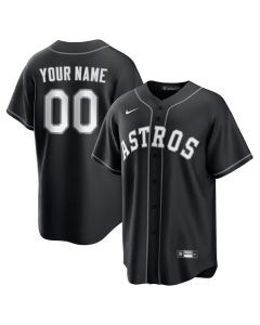 Men's Houston Astros Custom Black Lights Out Replica Jersey (Black)