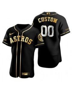 Men's Houston Astros Customized Black Golden Edition Stitched MLB Jersey