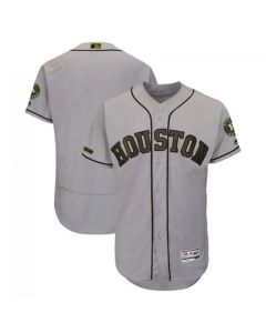 Men's Houston Astros Customized Gray Memorial Day Flex Base Stitched Baseball Jersey