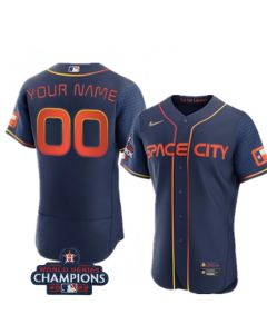 Men's Houston Astros Customized Navy 2022 World Series Champions City Connect Flex Base Stitched Baseball Jersey