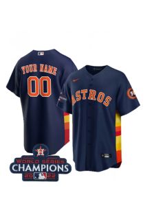 Men's Houston Astros Customized Navy 2022 World Series Champions Cool Base Stitched Baseball Jersey