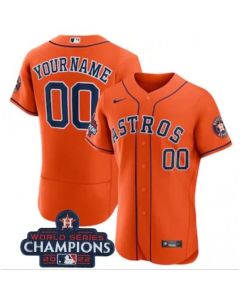 Men's Houston Astros Customized Orange 2022 World Series Champions Flex Base Stitched Baseball Jersey