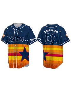 Men's Houston Astros Customized Rainbow Stitched Baseball Jersey