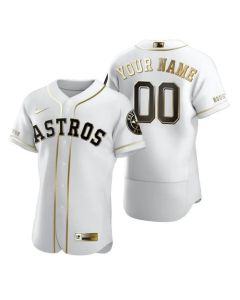 Men's Houston Astros Customized White Golden Edition Stitched MLB Jersey